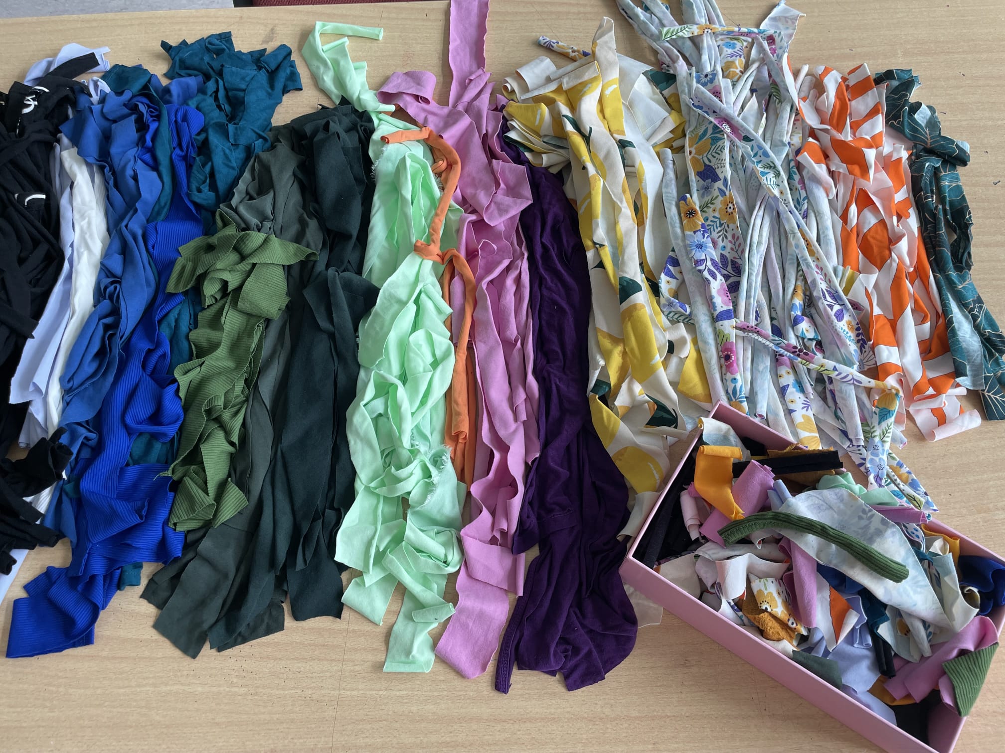 Colorful paper and fabric crafts