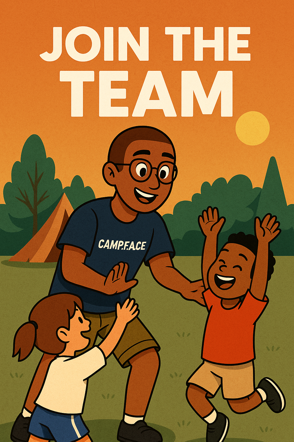 Counselors leading campers at Camp F.A.C.E