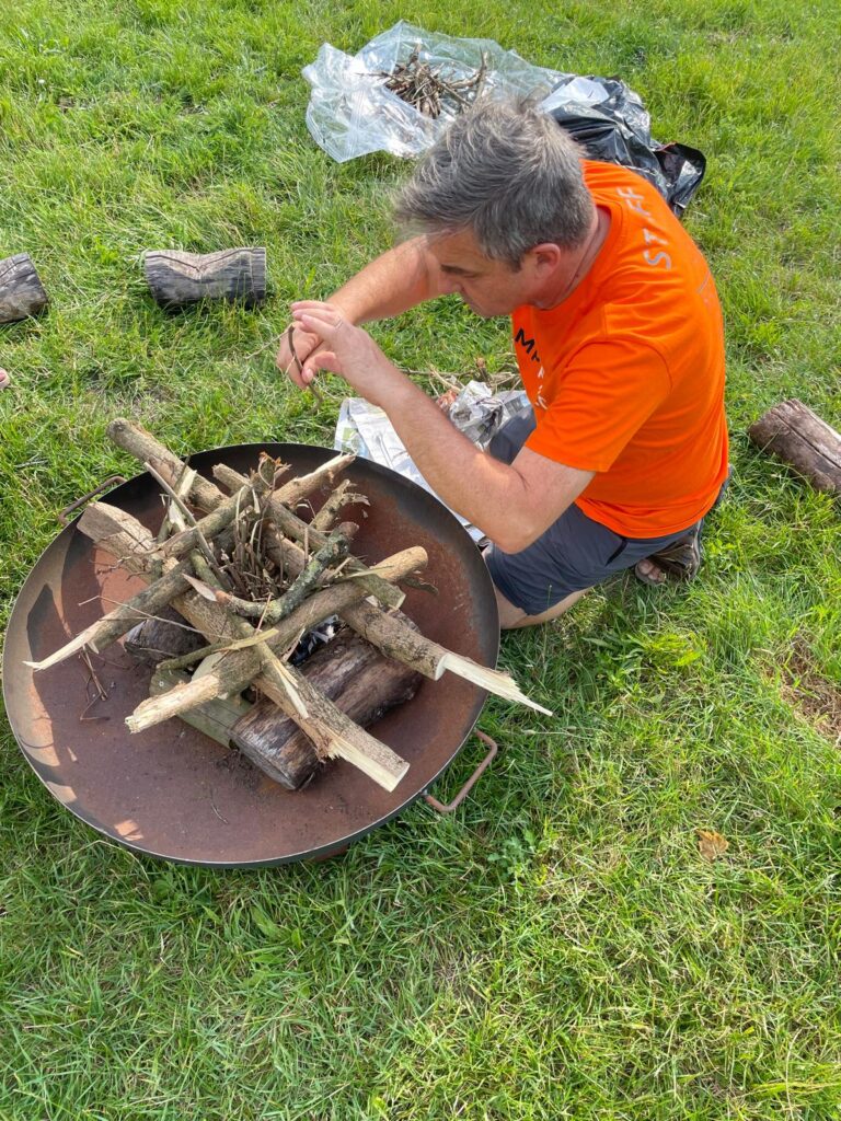 Preparing wood for the campfire